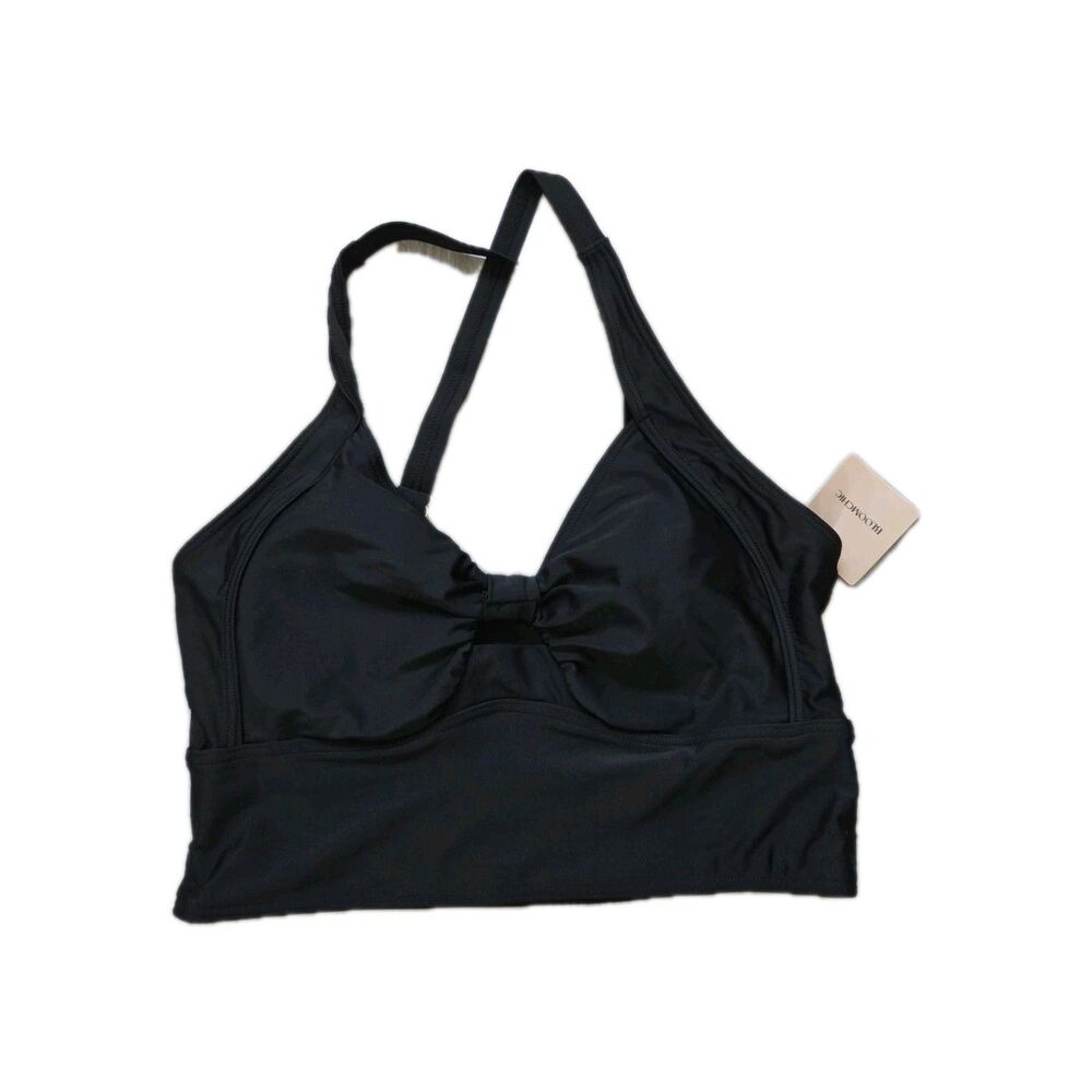 NWT BloomChic Black Halter Tankini Swim Top Bow Front Stretch Plus Size US 12